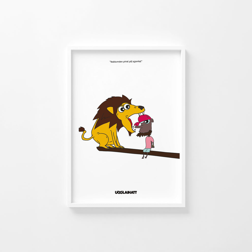 Poster A3 | Bakbunden pirat på lejonfat